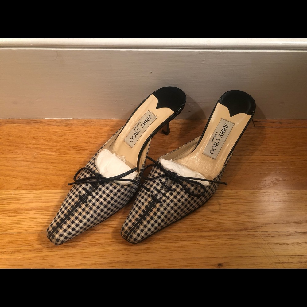 JIMMY CHOO CHECKED SHORT HEELS